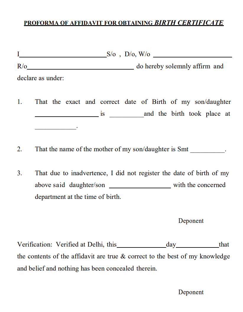 Sample Birth Certificate India Images of Images